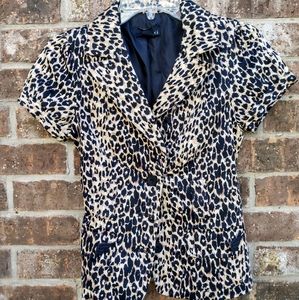 Animal / Leopard Print Short Sleeve Blazer Jacket Size Small